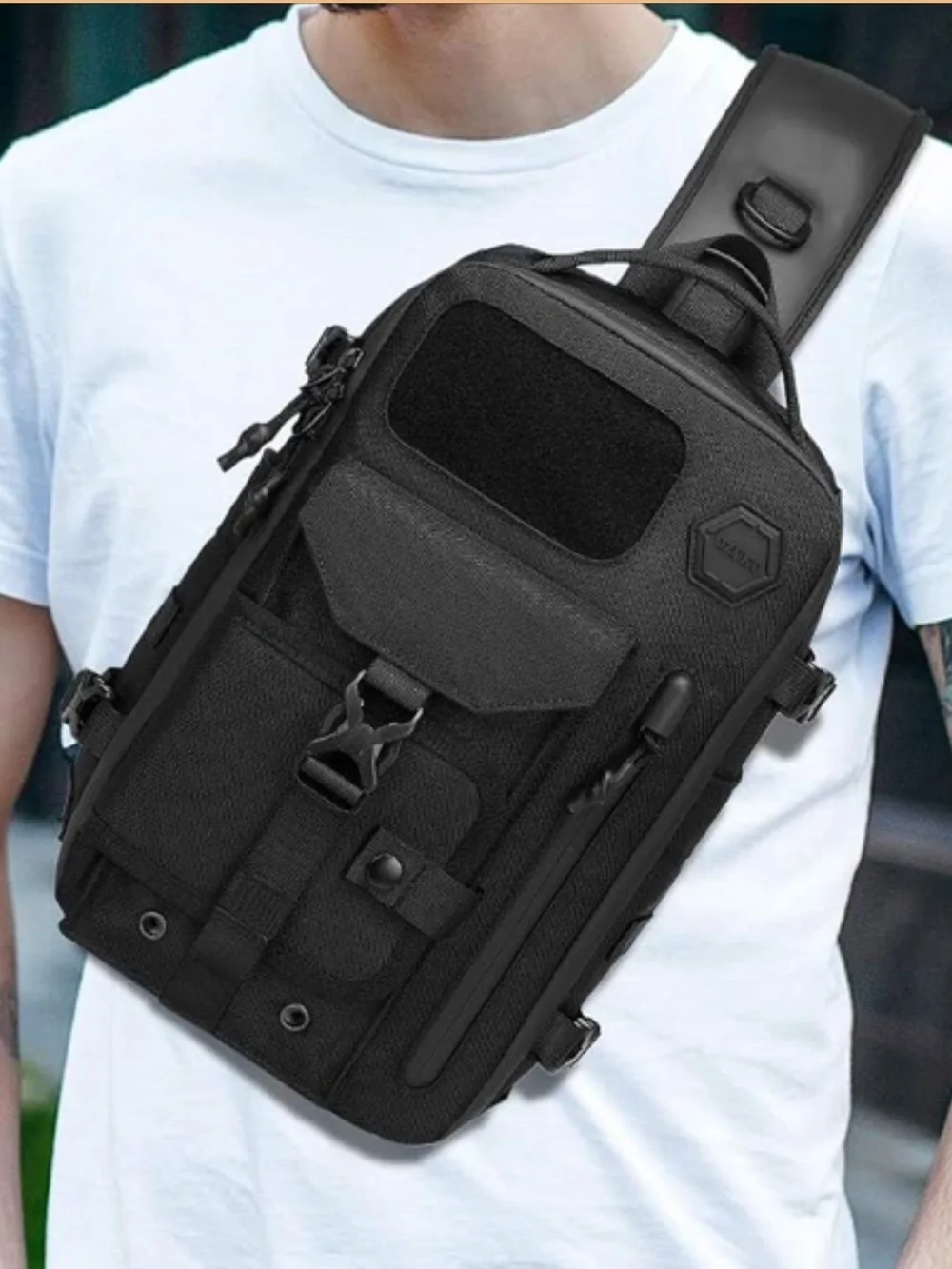 Men's Tactical Sling Backpack - Black